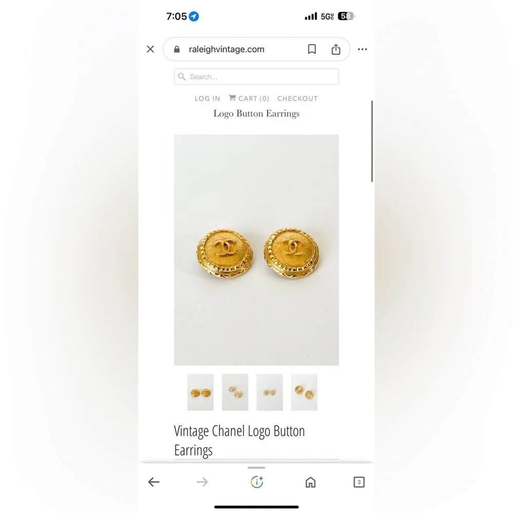 CHANEL Earrings AUTH Coco‎ Logo Mark CC Clip on Gold One Vintage Rare - Picture 10 of 11